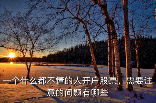 一個什么都不懂的人開戶股票，需要注意的問題有哪些