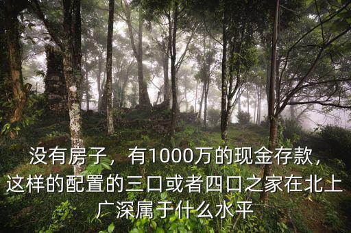 沒有房子，有1000萬的現(xiàn)金存款，這樣的配置的三口或者四口之家在北上廣深屬于什么水平