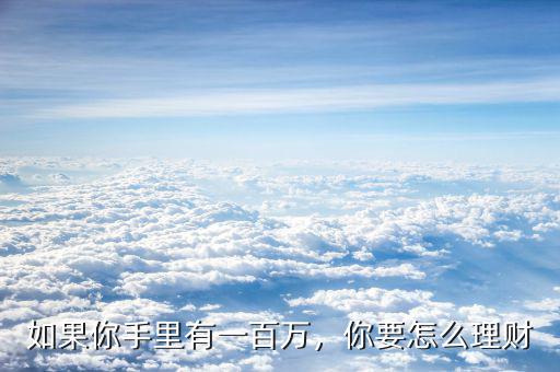 手里有錢該怎么理財(cái),手里現(xiàn)金60萬(wàn)