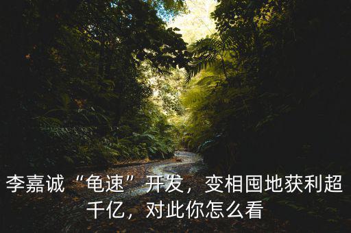 李嘉誠“龜速”開發(fā)，變相囤地獲利超千億，對此你怎么看