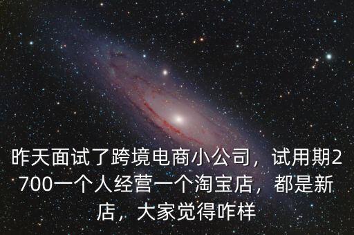 昨天面試了跨境電商小公司，試用期2700一個人經(jīng)營一個淘寶店，都是新店，大家覺得咋樣