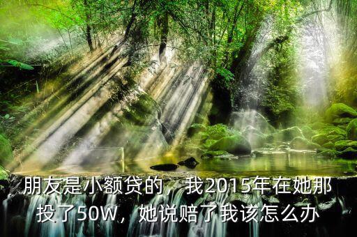 朋友是小額貸的，我2015年在她那投了50W，她說賠了我該怎么辦