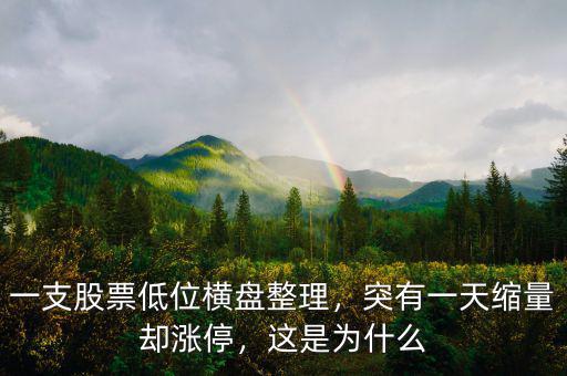 一支股票低位橫盤整理，突有一天縮量卻漲停，這是為什么