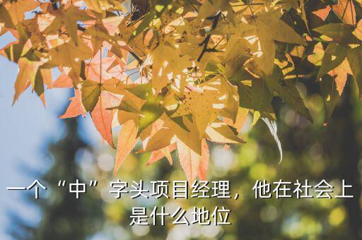 一個“中”字頭項目經(jīng)理，他在社會上是什么地位