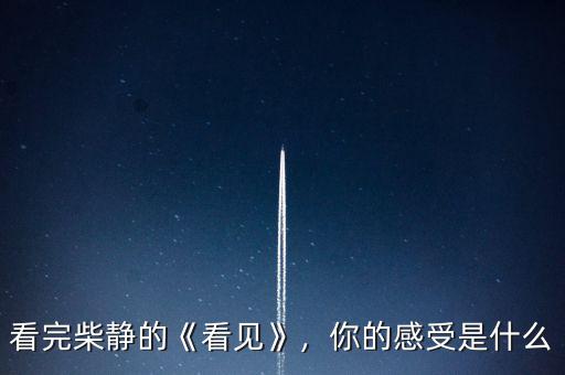看完柴靜的《看見》，你的感受是什么