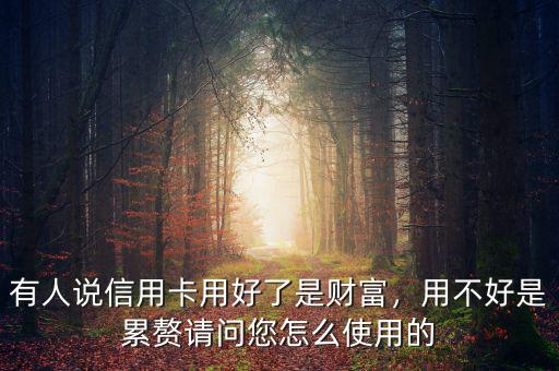 有人說信用卡用好了是財(cái)富，用不好是累贅請(qǐng)問您怎么使用的