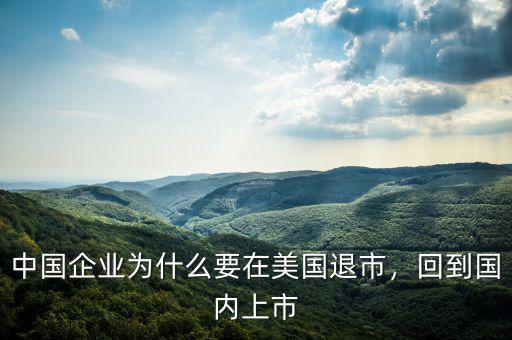 中國(guó)企業(yè)為什么要在美國(guó)退市，回到國(guó)內(nèi)上市