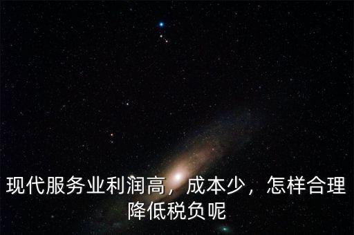 現(xiàn)代服務(wù)業(yè)利潤高，成本少，怎樣合理降低稅負(fù)呢