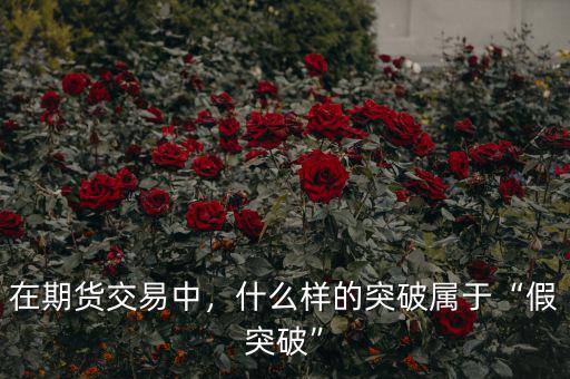 在期貨交易中，什么樣的突破屬于“假突破”