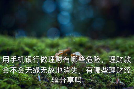 用手機銀行做理財有哪些危險，理財款會不會無緣無故地消失，有哪些理財經(jīng)驗分享嗎