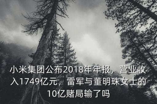 小米集團(tuán)公布2018年年報(bào)，營(yíng)業(yè)收入1749億元，雷軍與董明珠女士的10億賭局輸了嗎