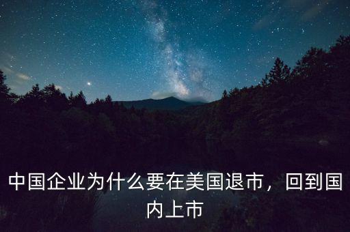 中國(guó)企業(yè)為什么要在美國(guó)退市，回到國(guó)內(nèi)上市