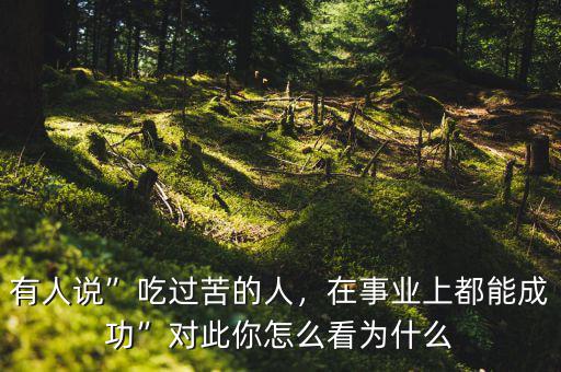 有人說”吃過苦的人，在事業(yè)上都能成功”對此你怎么看為什么