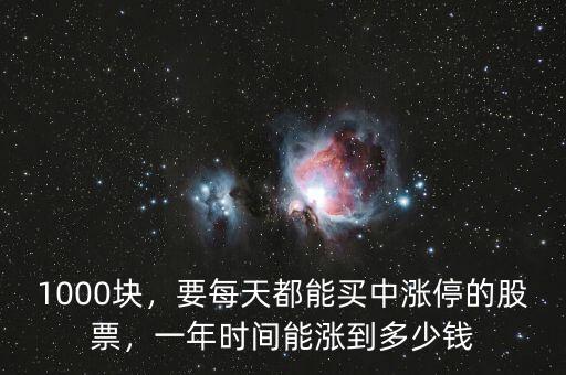 1000塊，要每天都能買中漲停的股票，一年時間能漲到多少錢