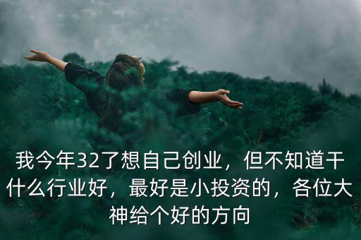 我今年32了想自己創(chuàng)業(yè)，但不知道干什么行業(yè)好，最好是小投資的，各位大神給個好的方向