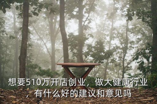 想要510萬開店創(chuàng)業(yè)，做大健康行業(yè)，有什么好的建議和意見嗎