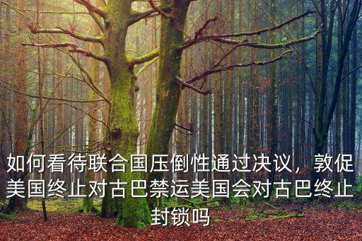 如何看待聯合國壓倒性通過決議，敦促美國終止對古巴禁運美國會對古巴終止封鎖嗎