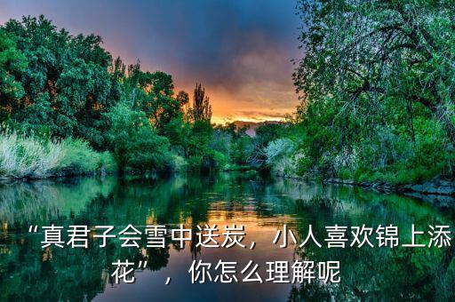 “真君子會雪中送炭，小人喜歡錦上添花”，你怎么理解呢