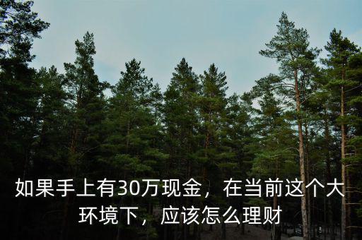 如果手上有30萬現(xiàn)金，在當(dāng)前這個大環(huán)境下，應(yīng)該怎么理財(cái)