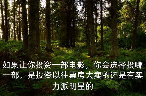 如果讓你投資一部電影，你會(huì)選擇投哪一部，是投資以往票房大賣的還是有實(shí)力派明星的
