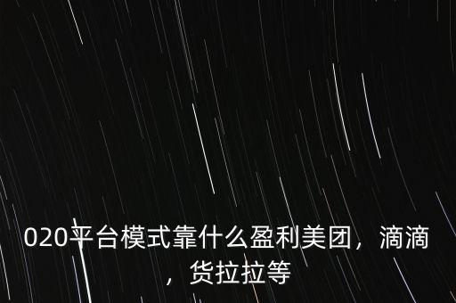 020平臺模式靠什么盈利美團(tuán)，滴滴，貨拉拉等
