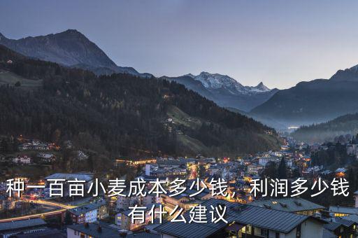 種一百畝小麥成本多少錢，利潤多少錢有什么建議