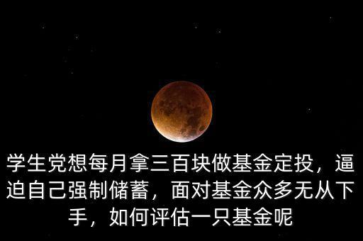 學(xué)生黨想每月拿三百塊做基金定投，逼迫自己強制儲蓄，面對基金眾多無從下手，如何評估一只基金呢
