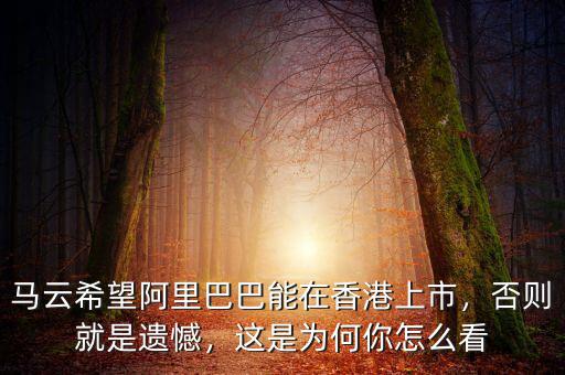 馬云希望阿里巴巴能在香港上市，否則就是遺憾，這是為何你怎么看