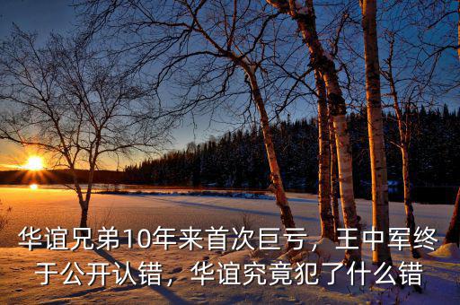華誼兄弟10年來首次巨虧，王中軍終于公開認錯，華誼究竟犯了什么錯
