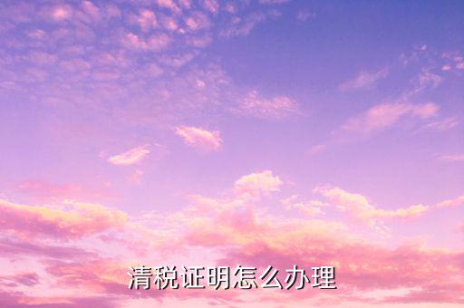 辦清稅證明需要什么，清稅證明怎么辦理
