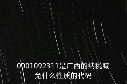 0001092311是廣西的納稅減免什么性質的代碼