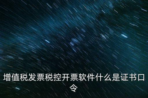 增值稅發(fā)票稅控開(kāi)票軟件什么是證書口令