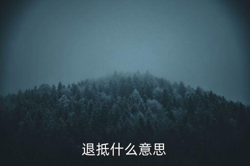 什么叫做退抵稅，退抵什么意思