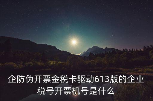 金稅盤企業(yè)稅號是什么，企防偽開票金稅卡驅(qū)動(dòng)613版的企業(yè)稅號開票機(jī)號是什么