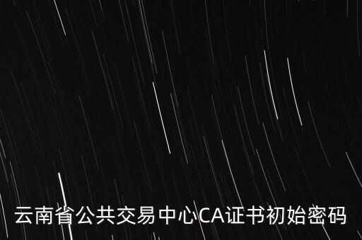 ca證書的原始密碼是什么意思，云南省公共交易中心CA證書初始密碼
