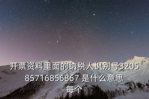 開(kāi)票資料里面的納稅人識(shí)別號(hào)320585716856867 是什么意思每個(gè)