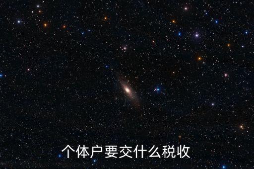 個體地稅交什么稅，個體戶要交什么稅收