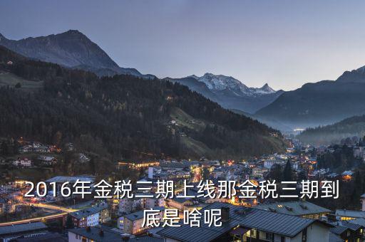 金稅三期客戶端 是什么，金稅三期是什么意思