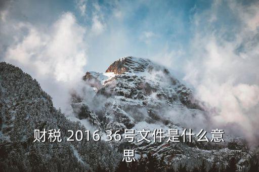 財(cái)稅 2016 36號文件是什么意思