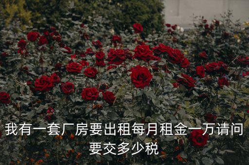 個(gè)人租廠房要交什么稅，我有一套廠房要出租每月租金一萬請(qǐng)問要交多少稅