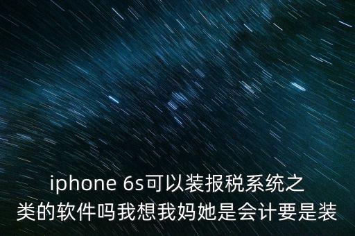 iphone 6s可以裝報稅系統(tǒng)之類的軟件嗎我想我媽她是會計(jì)要是裝