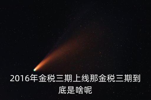 金三稅什么意思，2016年金稅三期上線那金稅三期到底是啥呢