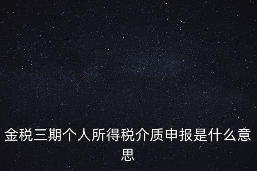 金稅三期個人所得稅介質(zhì)申報(bào)是什么意思