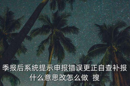 所得稅年報(bào)的更正申報(bào)是什么意思，季報(bào)后系統(tǒng)提示申報(bào)錯(cuò)誤更正自查補(bǔ)報(bào)什么意思改怎么做  搜