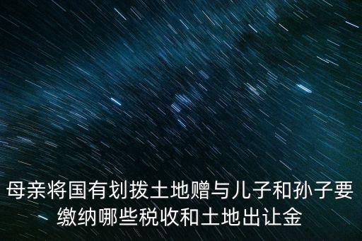 土地贈(zèng)送要交什么稅，母親將國有劃撥土地贈(zèng)與兒子和孫子要繳納哪些稅收和土地出讓金