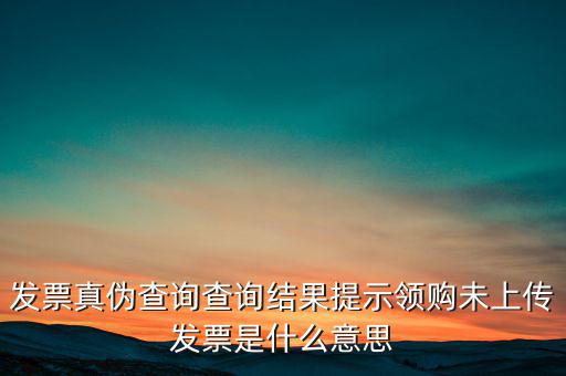 發(fā)票真?zhèn)尾樵儾樵兘Y(jié)果提示領(lǐng)購(gòu)未上傳發(fā)票是什么意思