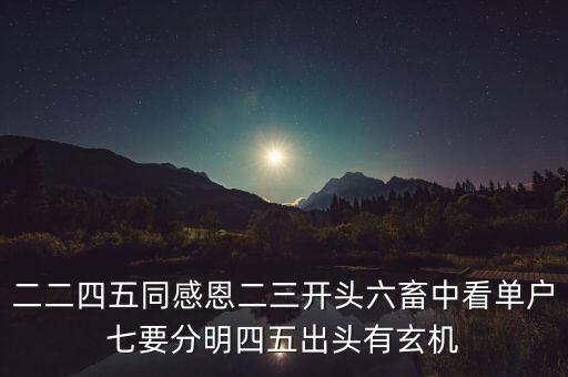 二二四五同感恩二三開(kāi)頭六畜中看單戶(hù)七要分明四五出頭有玄機(jī)