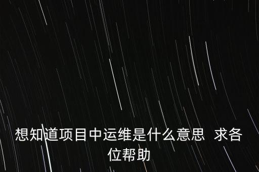地稅提運維是什么意思，想知道項目中運維是什么意思  求各位幫助