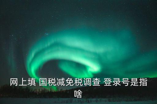 稅收調(diào)查網(wǎng)上是什么，網(wǎng)上填 國稅減免稅調(diào)查 登錄號是指啥