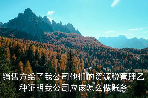 什么叫資源稅甲乙種證明，銷售方給了我公司他們的資源稅管理乙種證明我公司應(yīng)該怎么做賬務(wù)